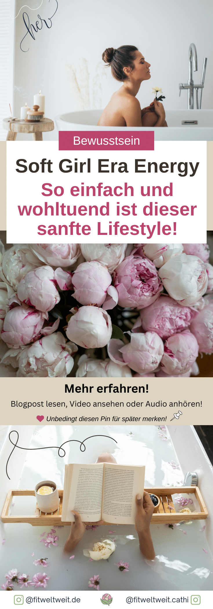 Collage mit Soft Girl Ästhetik in Pastellfarben als Einstieg in einen sanften Lifestyle