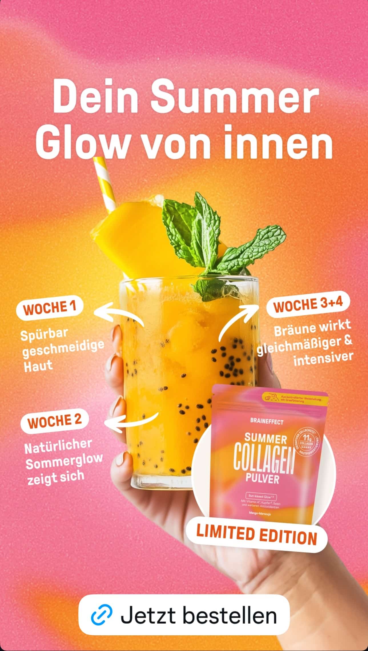 Braineffect SUMMER COLLAGEN Erfahrungsbericht – Wirkung, Hautpflege & Rezepte für deinen Sommerglow (2025), Summer Collagen Braineffect Wirkung Erfahrungen - fitweltweit.de Summer Collagen Braineffect Wirkung Erfahrungen